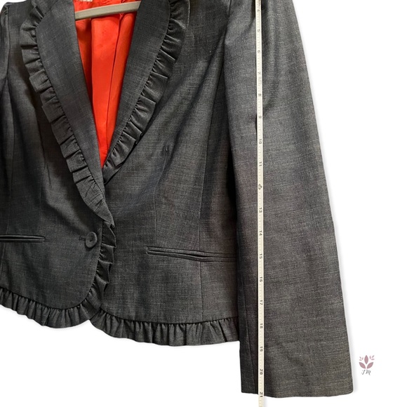 LOFT Chambray Ruffle Collar Blazer - Picture 5 of 6